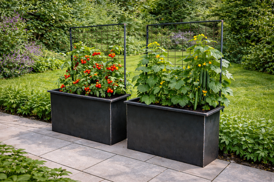 Hochbeete mit Rankgitter